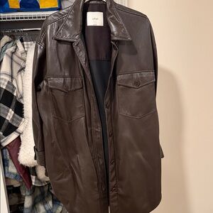 Wilfred Dark Brown Leather Coat